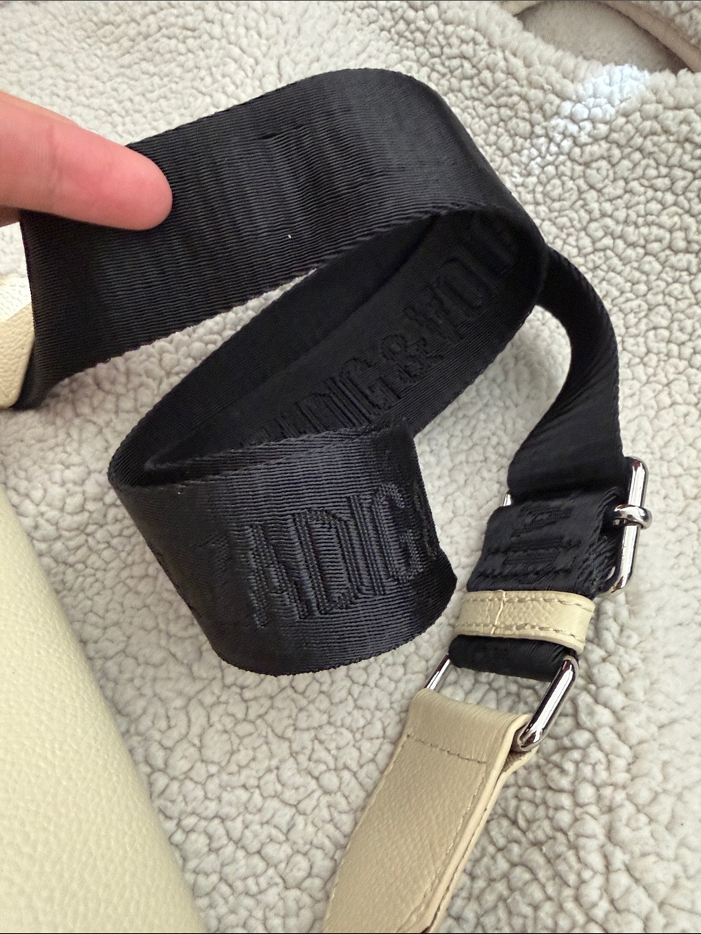 Zadig & Voltaire Cream Leather Crossbody with Black Web Strap - Picture 2 of 7